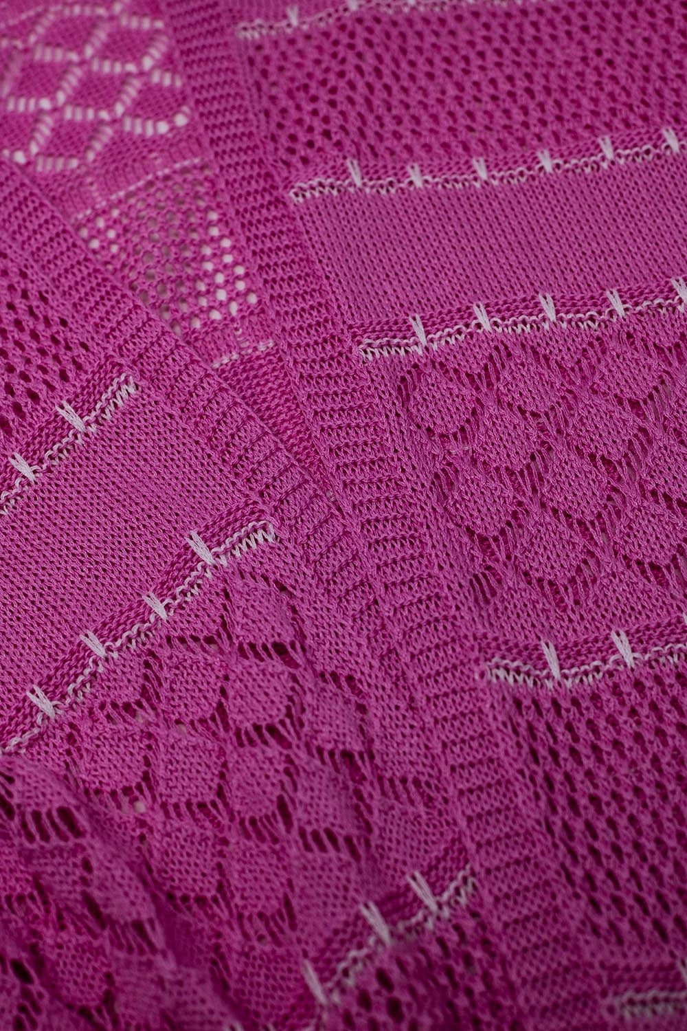 Pink Crochet Maxi Cardigan With Long Sleeves - Sweaters