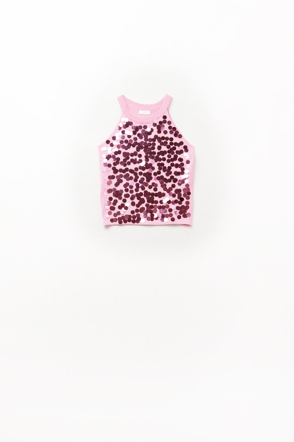 Pink knit top with sequin detail
