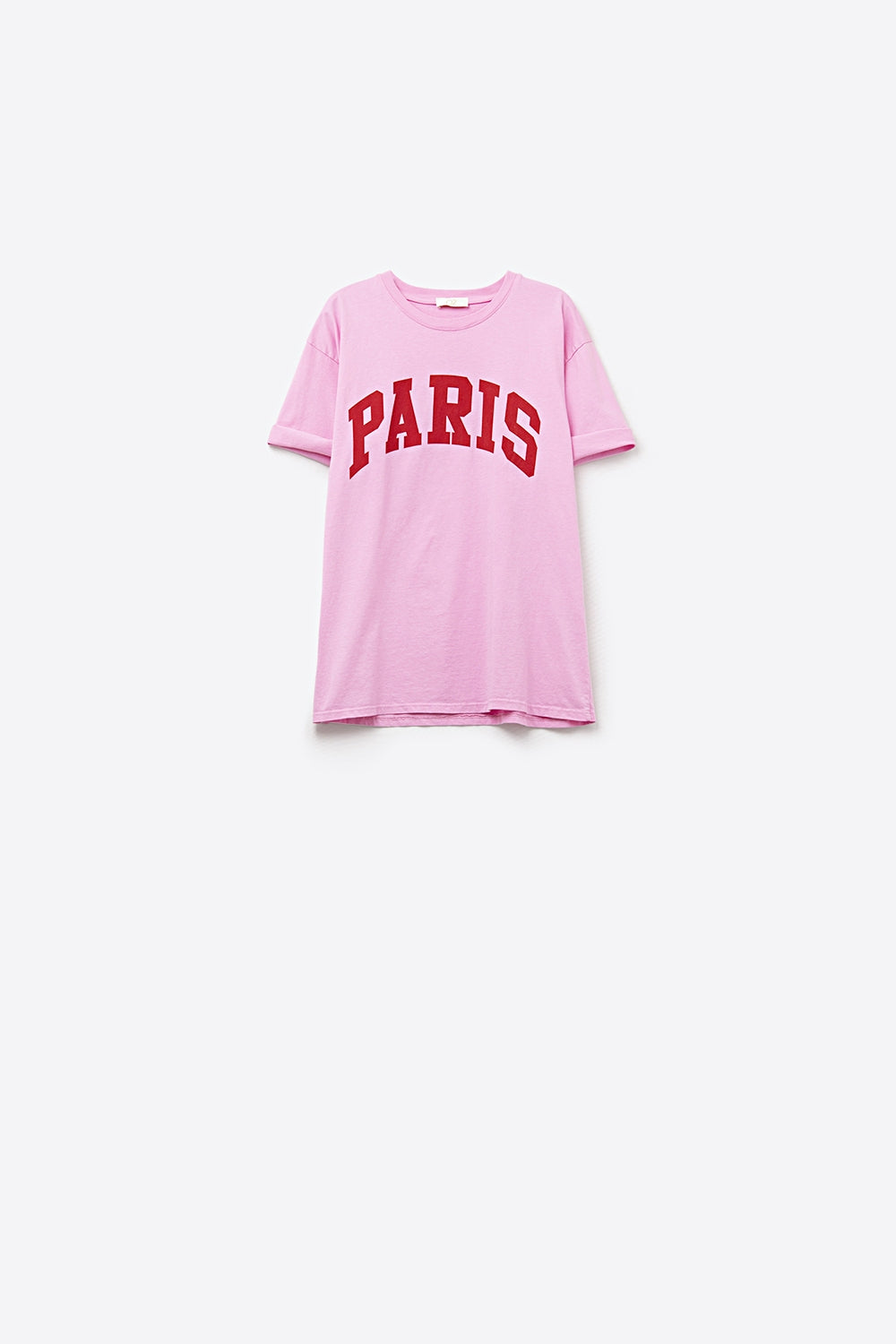 Pink Paris Relaxed T-shirt with Red Letters - Tops