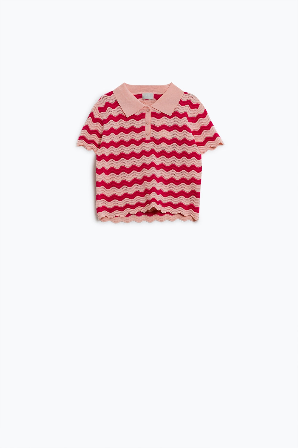 Pink polo with fuchsia wavy stripes - Polos