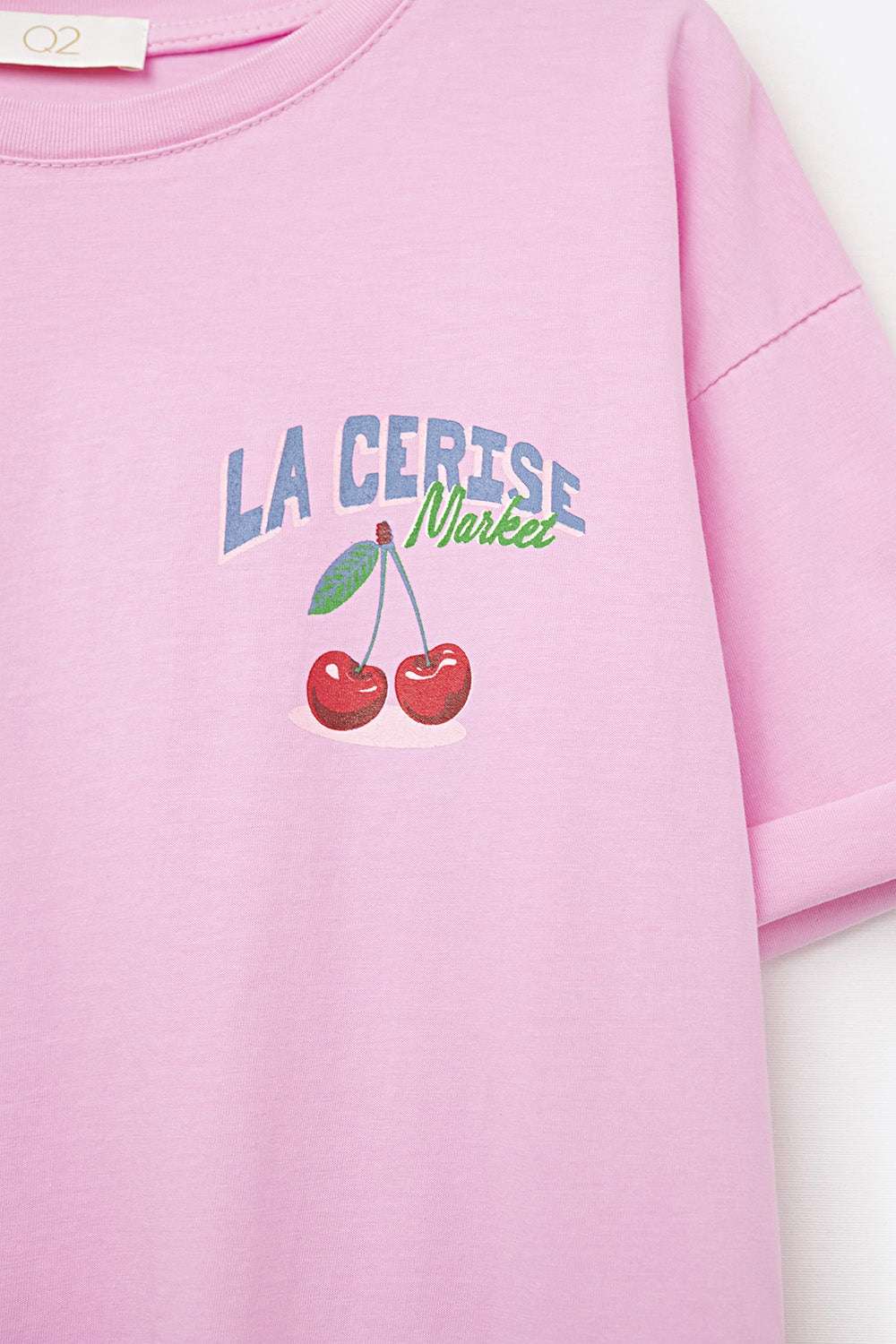 Pink T-shirt with La Cerise Market Saint-Tropez graphic - Tops