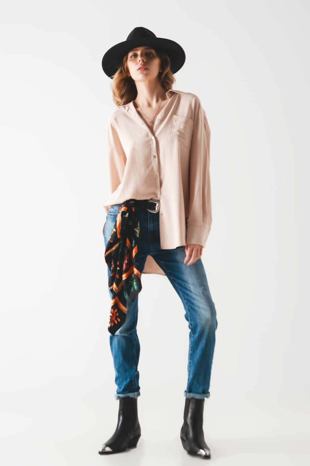 Pocket detail oversized shirt in beige - Shirts