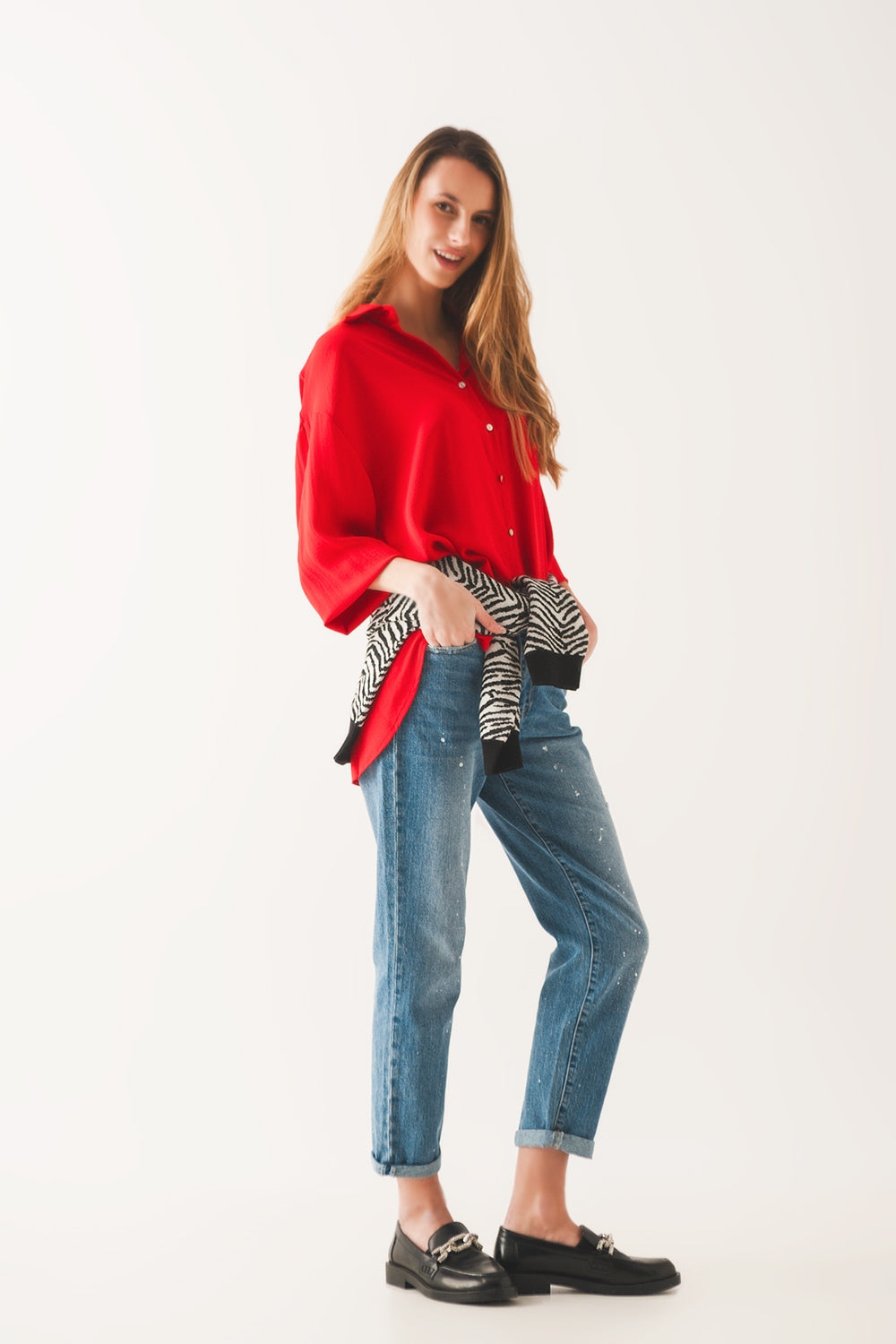 Pocket detail oversized shirt in red - Shirts