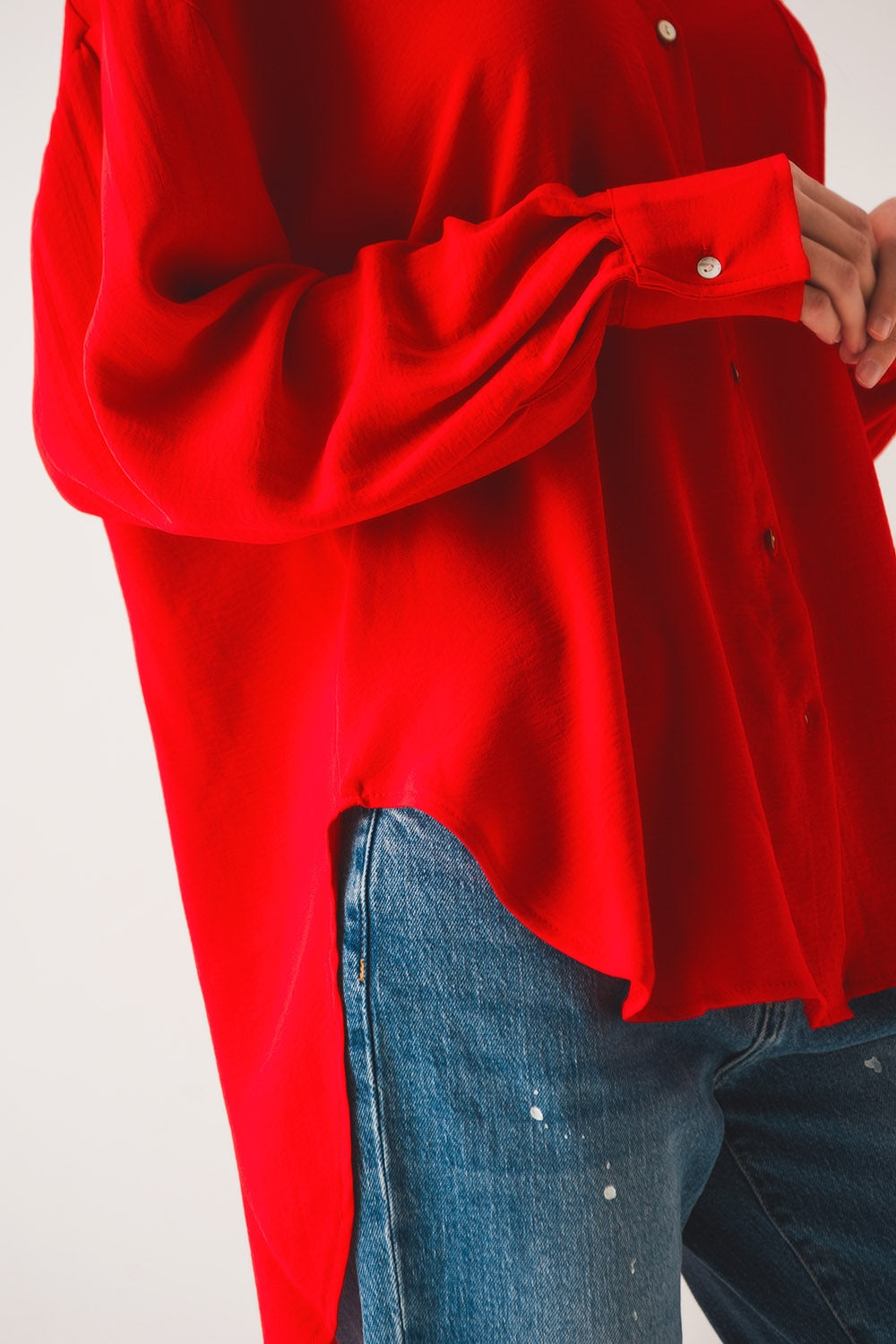 Pocket detail oversized shirt in red - Shirts