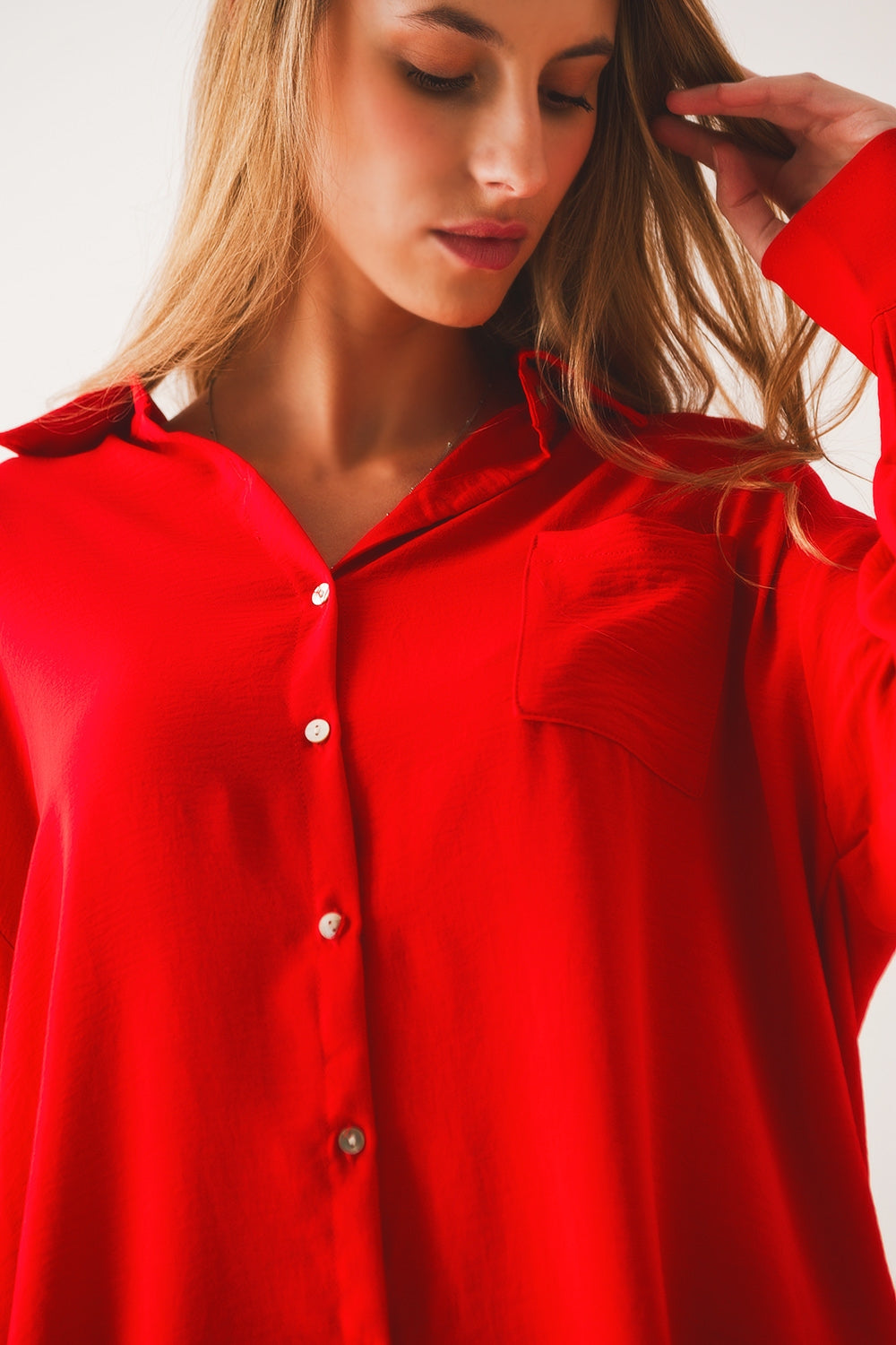 Pocket detail oversized shirt in red - Shirts