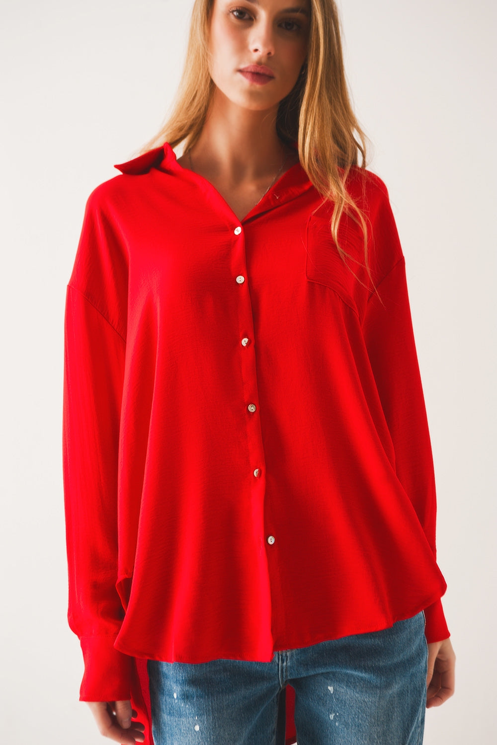 Pocket detail oversized shirt in red - Shirts