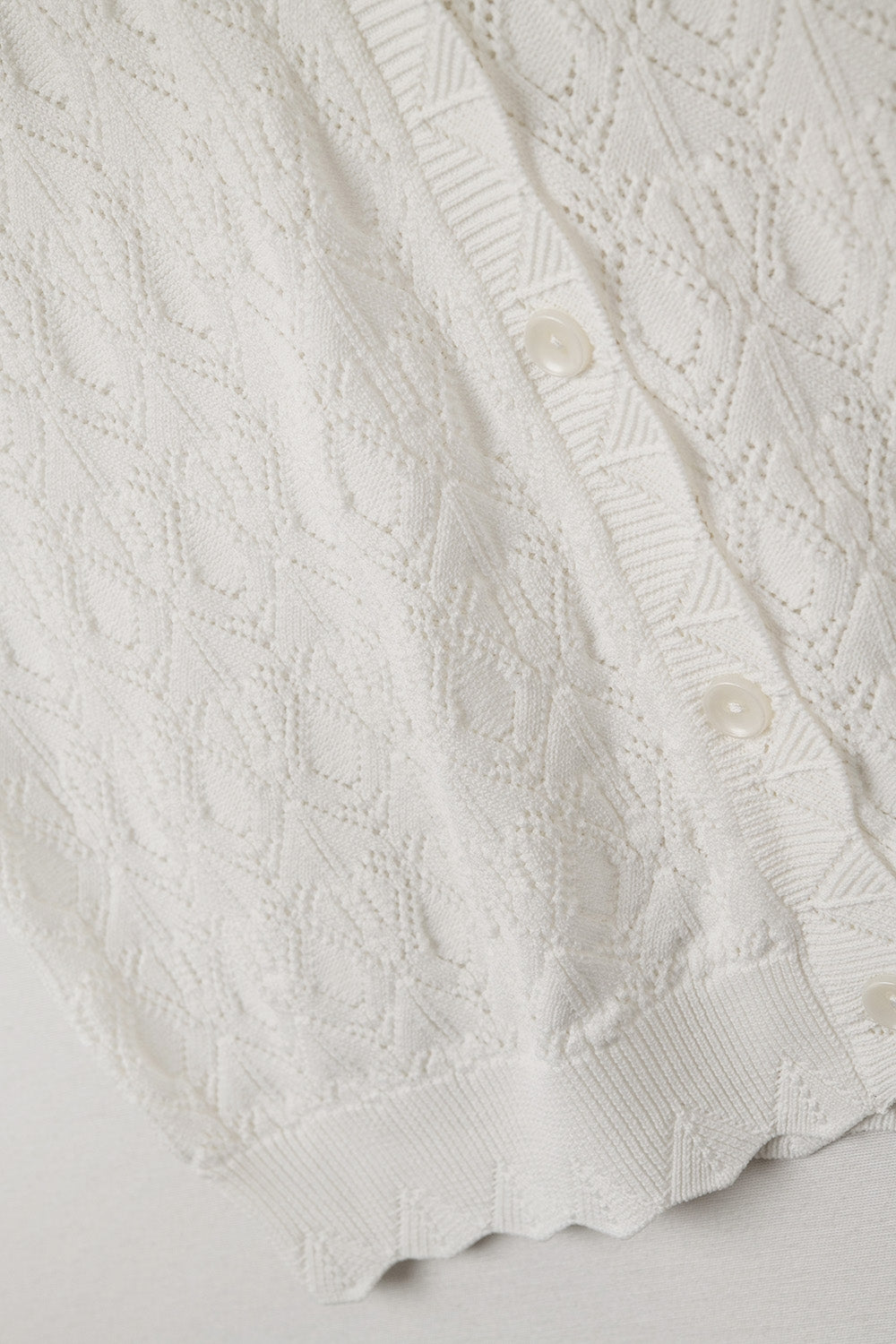 Pointelle Knitted Vest With Scalloped Edges in White - Jumpers