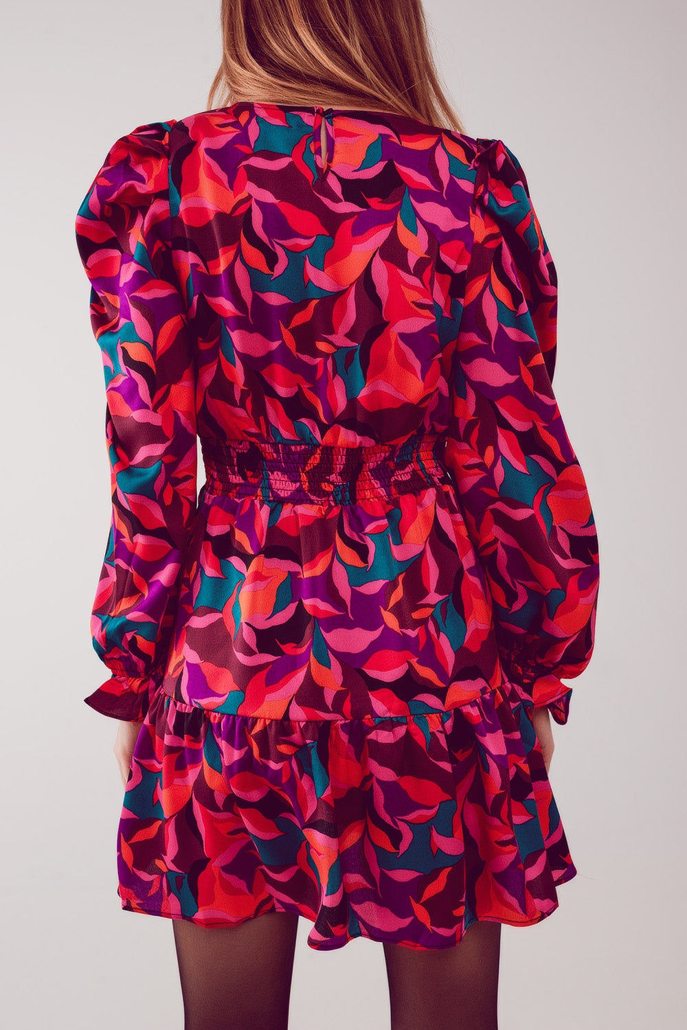 Puff sleeve mini dress in fuchsia Q2 Dresses BoutiqueLua