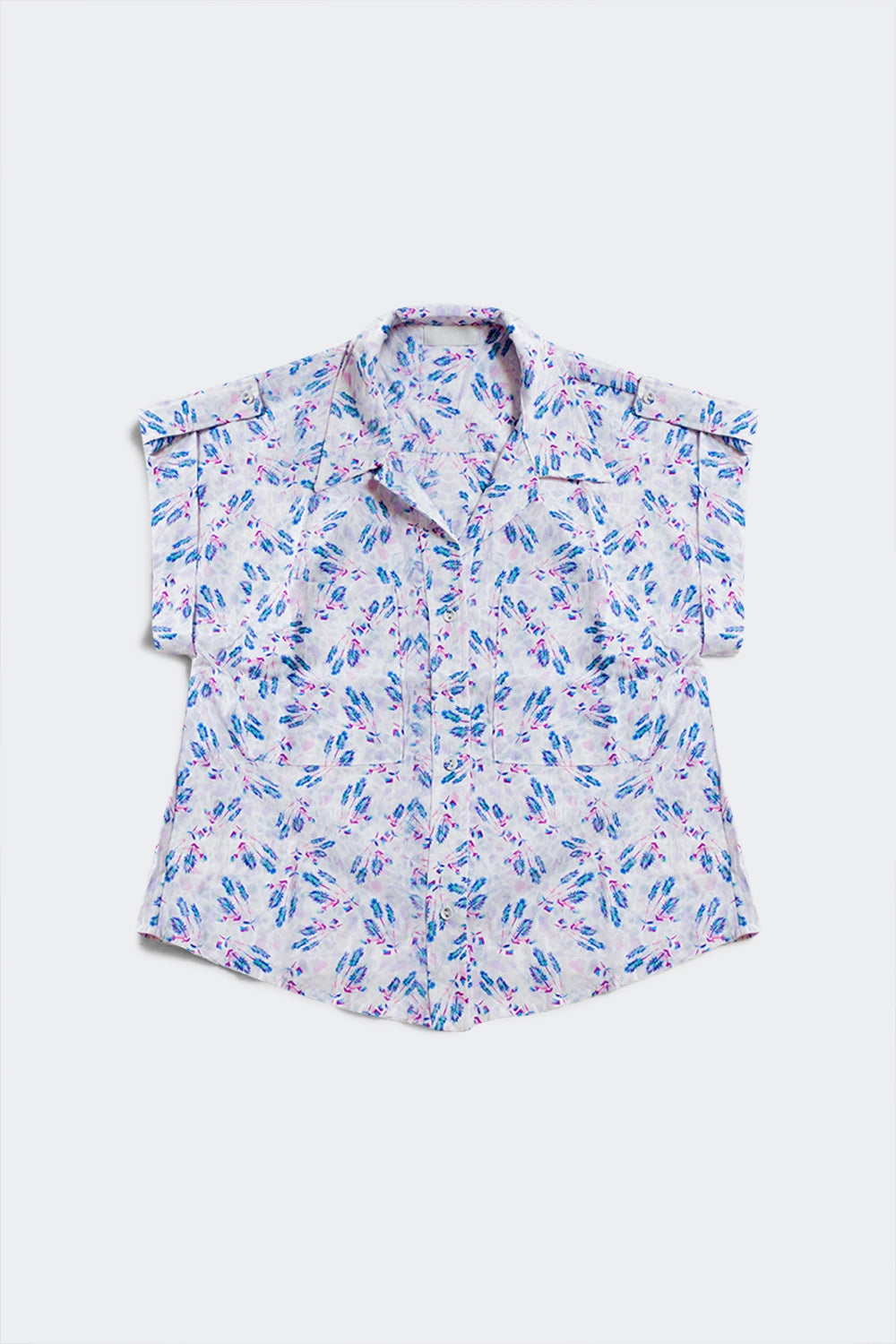 Purple blouse with pockets and floral print - Blouses