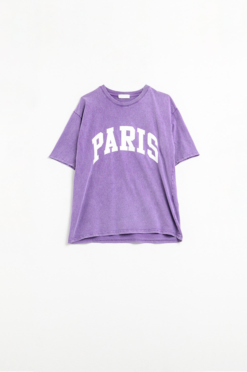 Q2 Purple Paris Relaxed T-shirt with White Letters