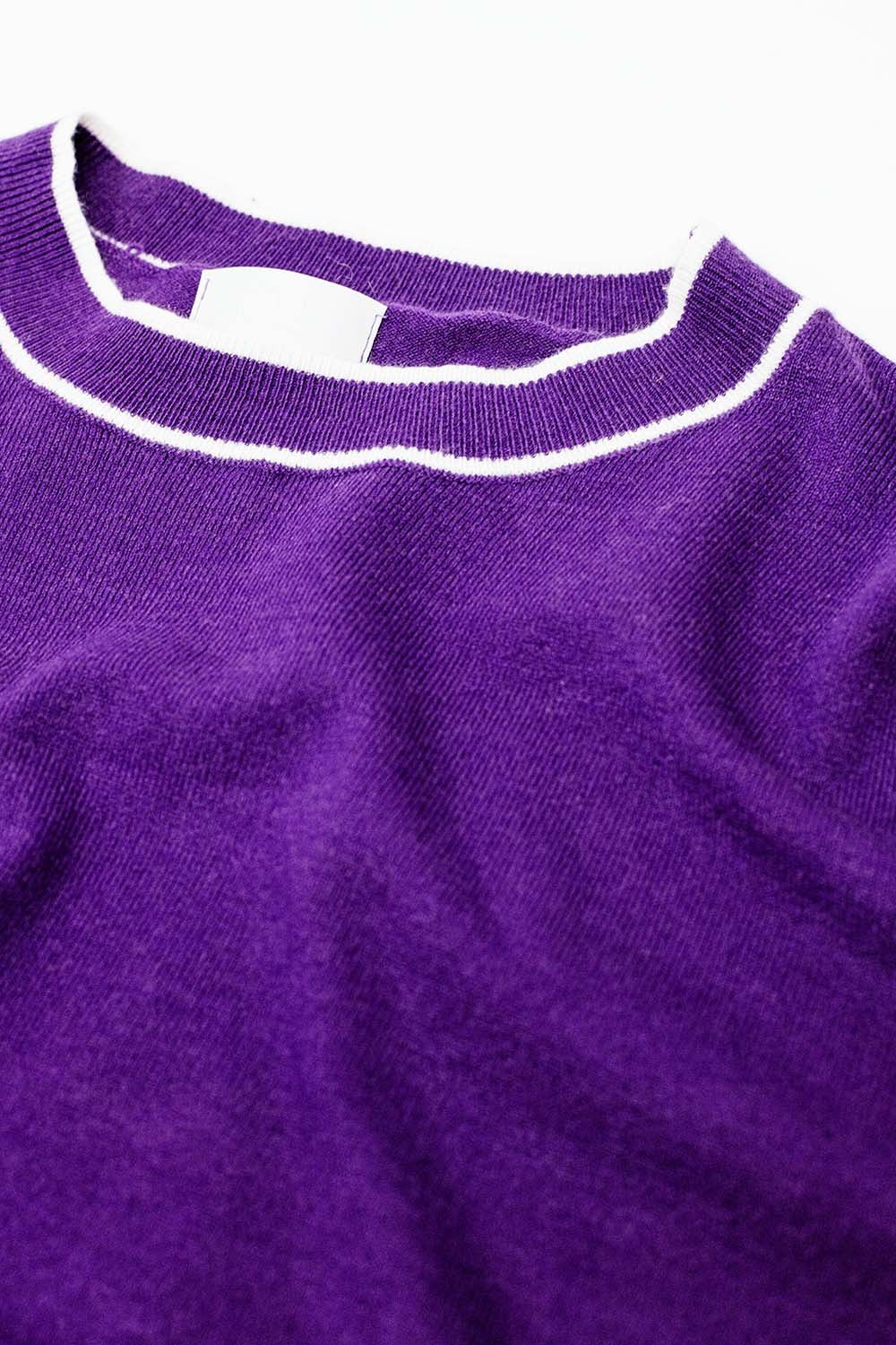 Purple short sleeve sweater with white line detail - T-shirts