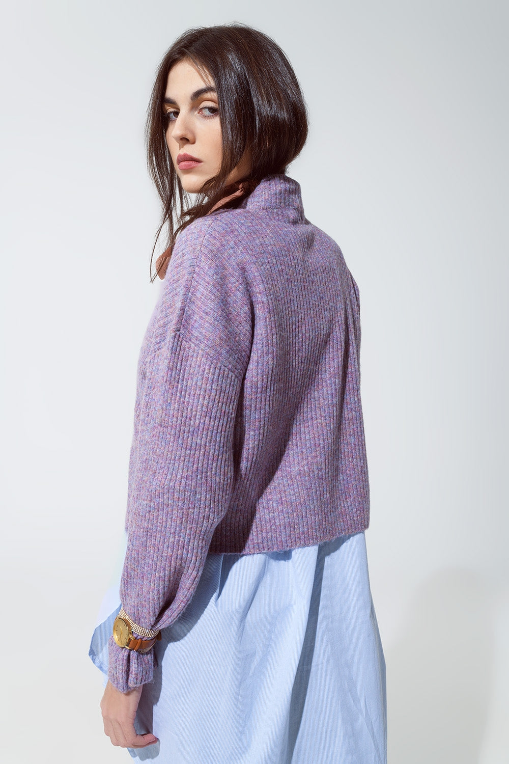 Purple soft ribbed turtleneck sweater Q2 Sweaters BoutiqueLua