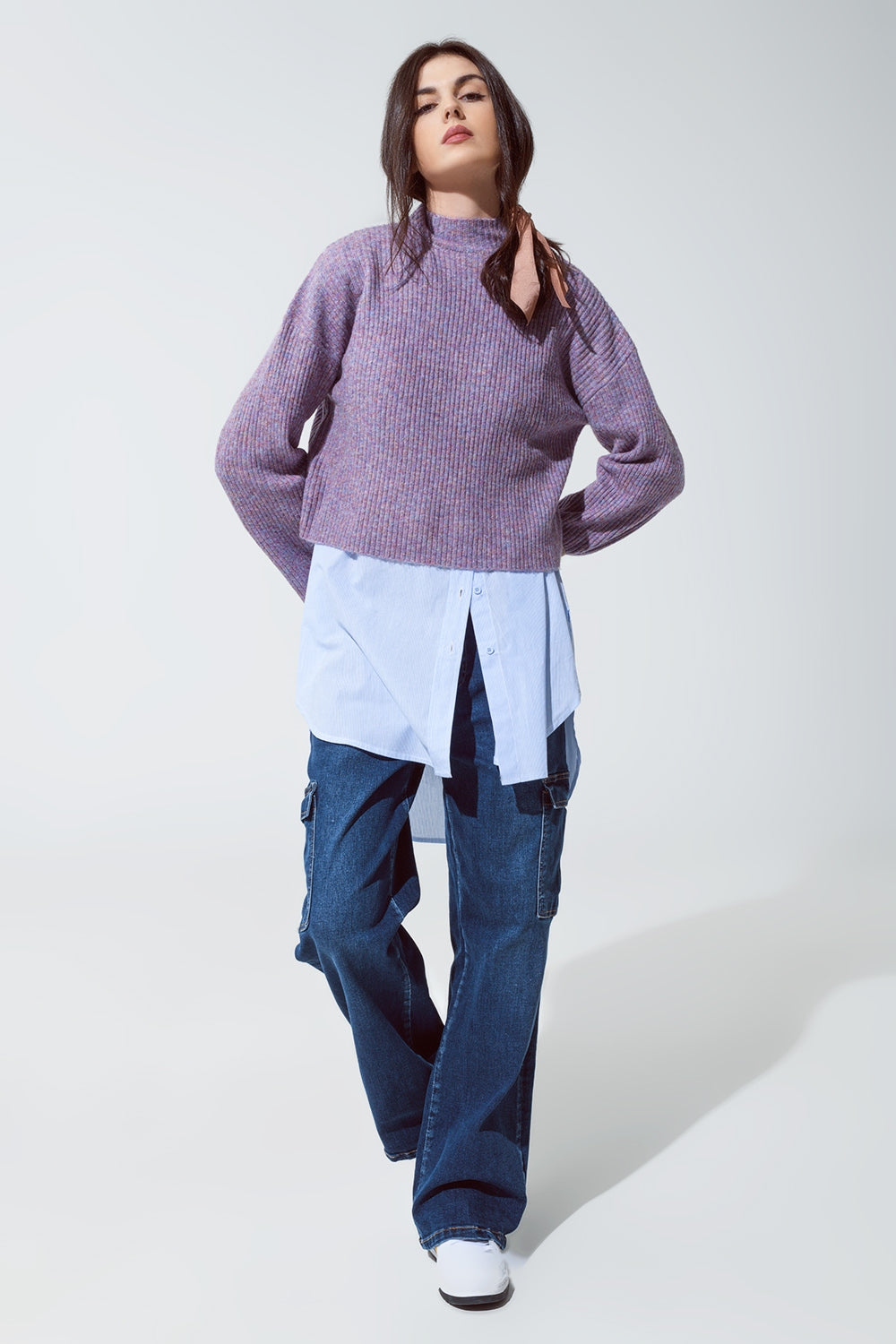 Purple soft ribbed turtleneck sweater Q2 Sweaters BoutiqueLua