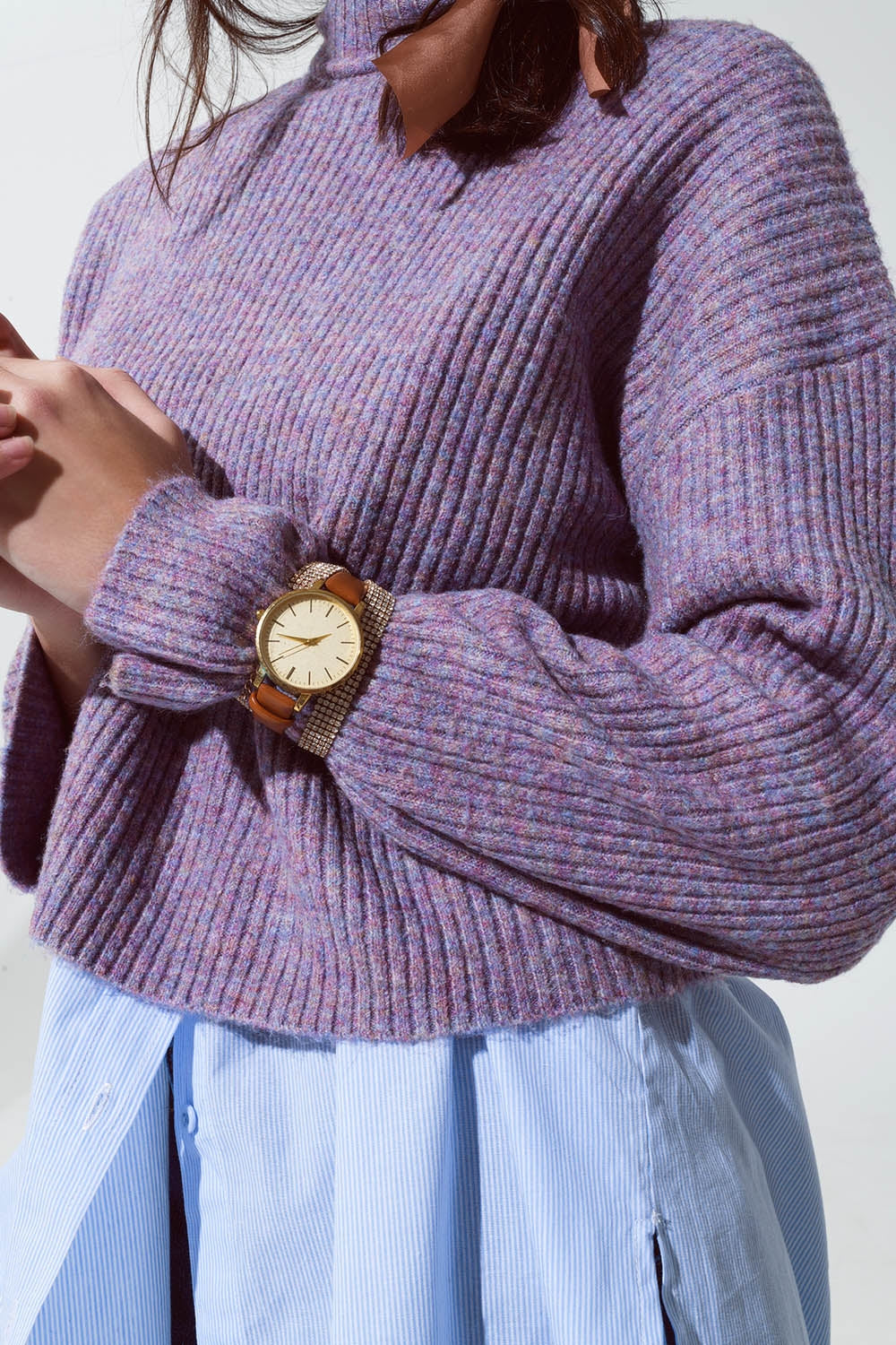 Purple soft ribbed turtleneck sweater Q2 Sweaters BoutiqueLua