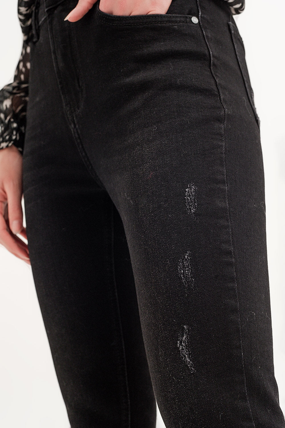 Raw hem skinny jeans in washed black Q2 Jeans BoutiqueLua