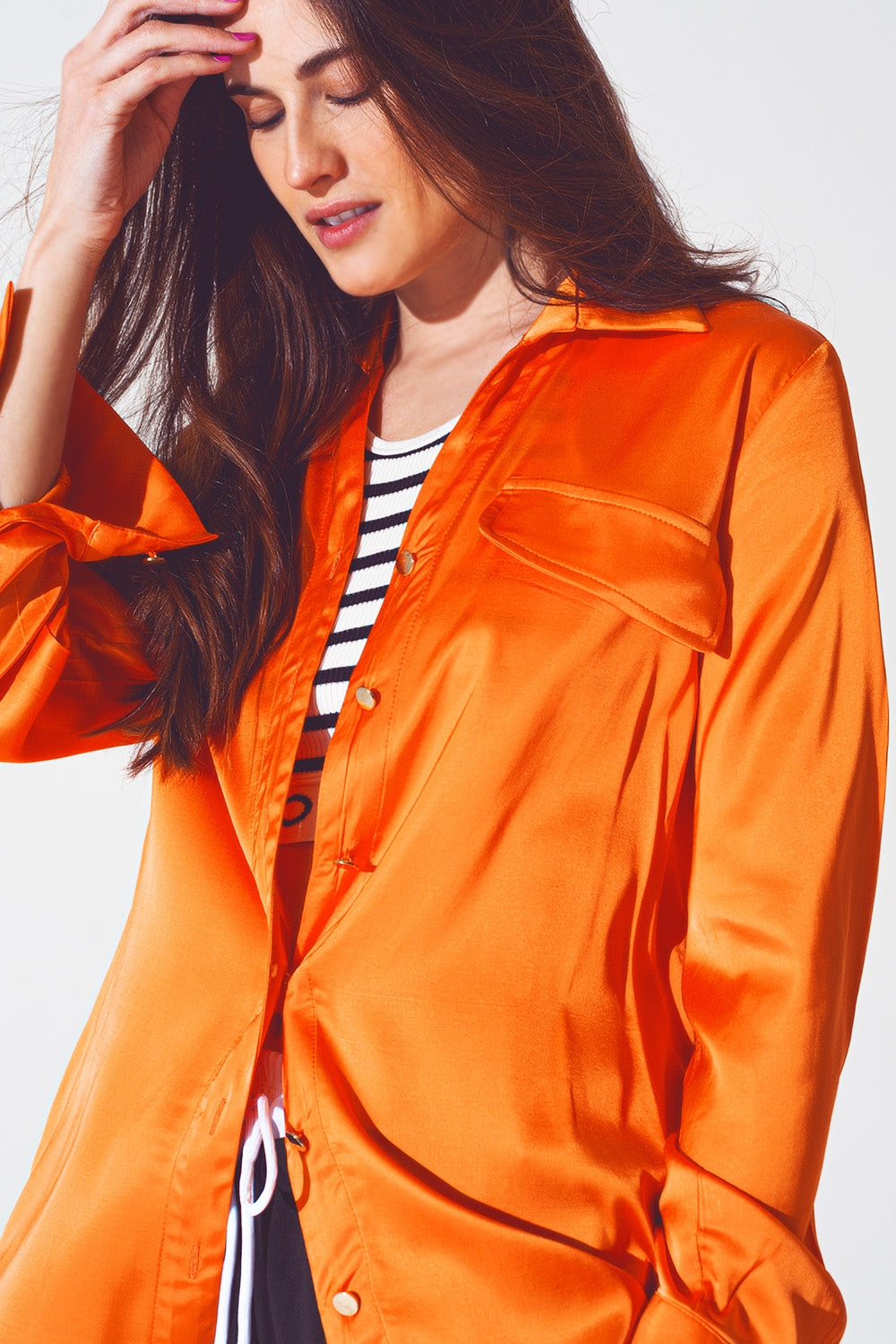 Rayon relaxed shirt in bright orange Q2 Shirts BoutiqueLua