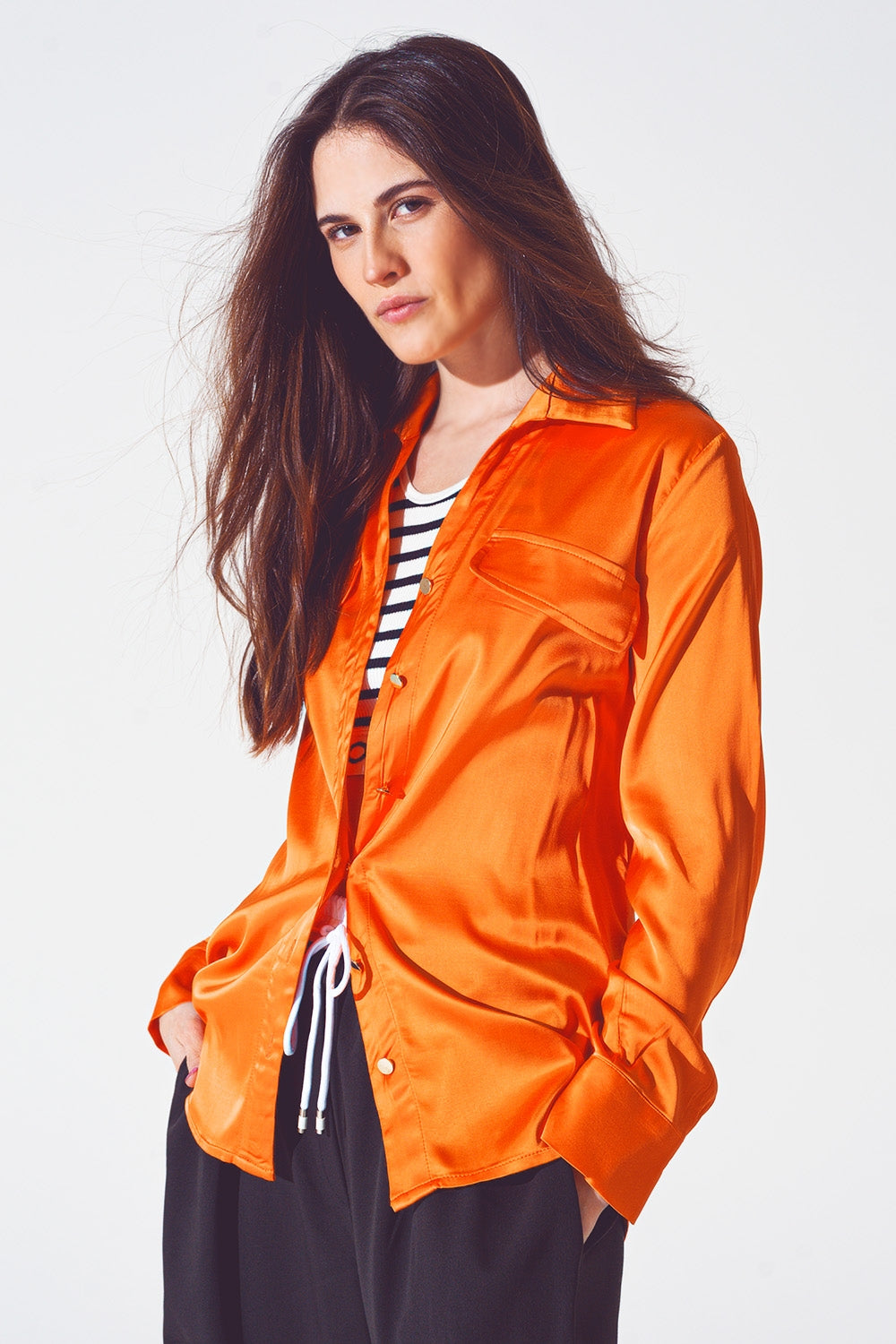 Rayon relaxed shirt in bright orange Q2 Shirts BoutiqueLua