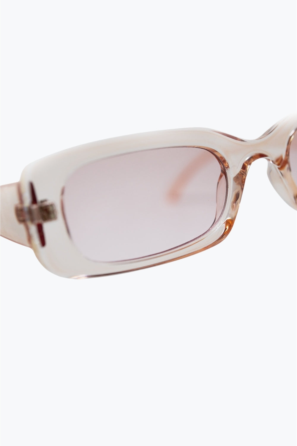 Rectangular Pink Transparent Sunglasses with pink Smoke Lenses -