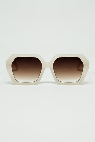 Rectangular sunglasses in white translucent color