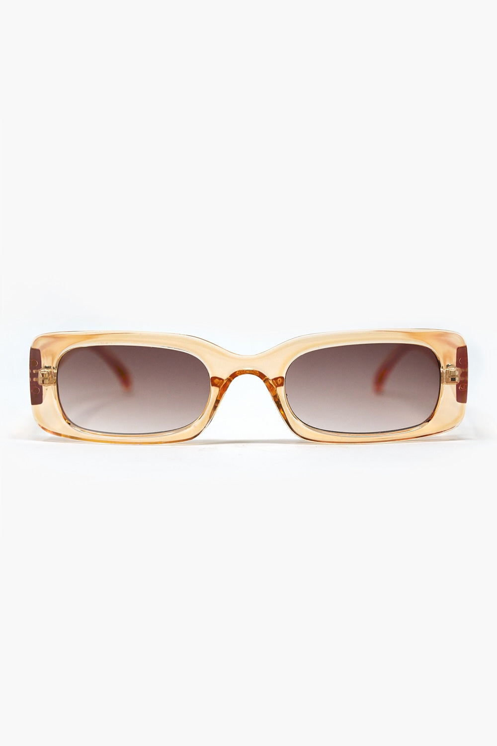 Rectangular Yellow Transparent Sunglasses with brown Smoke Lenses -