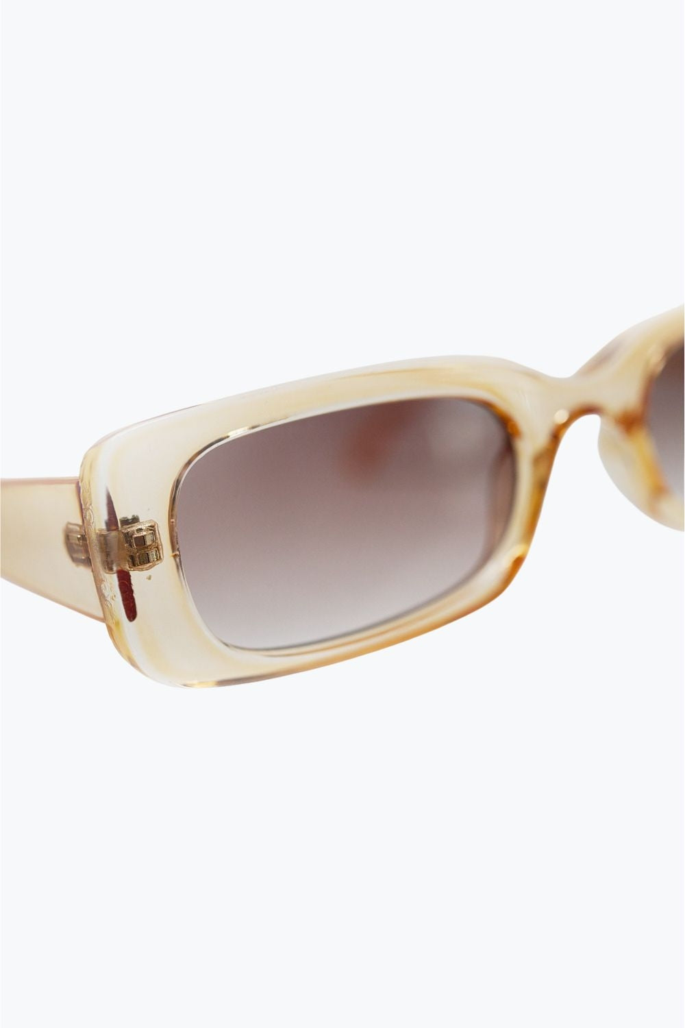 Rectangular Yellow Transparent Sunglasses with brown Smoke Lenses -
