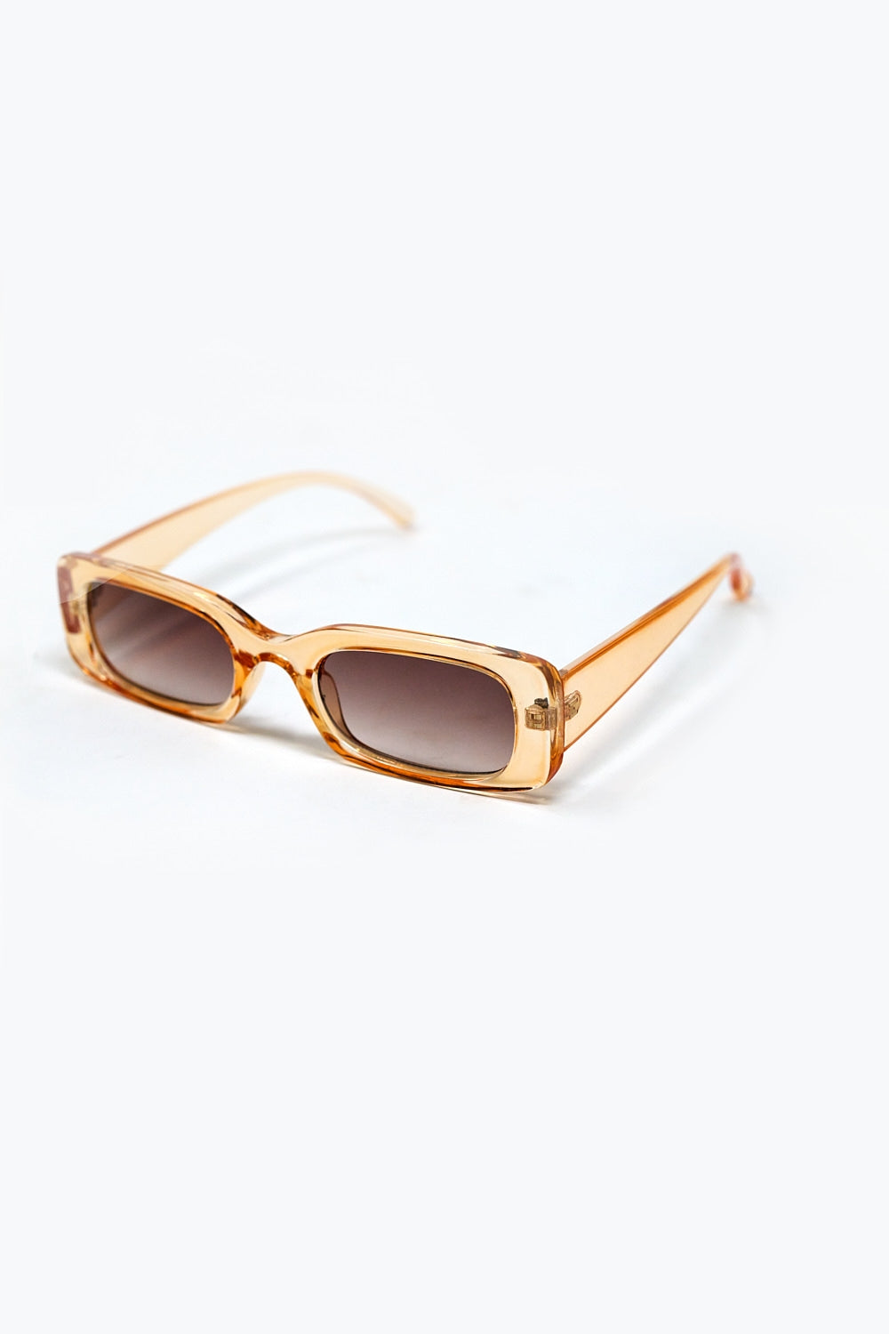 Rectangular Yellow Transparent Sunglasses with brown Smoke Lenses -