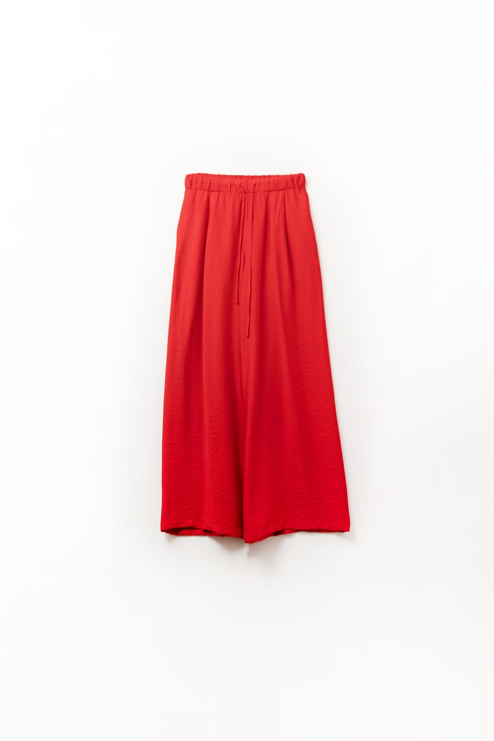 Red pants with wide leg in light viscose fabric - Trousers