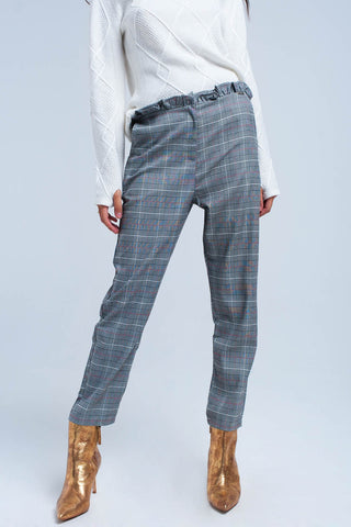 Red tartan pattern pants