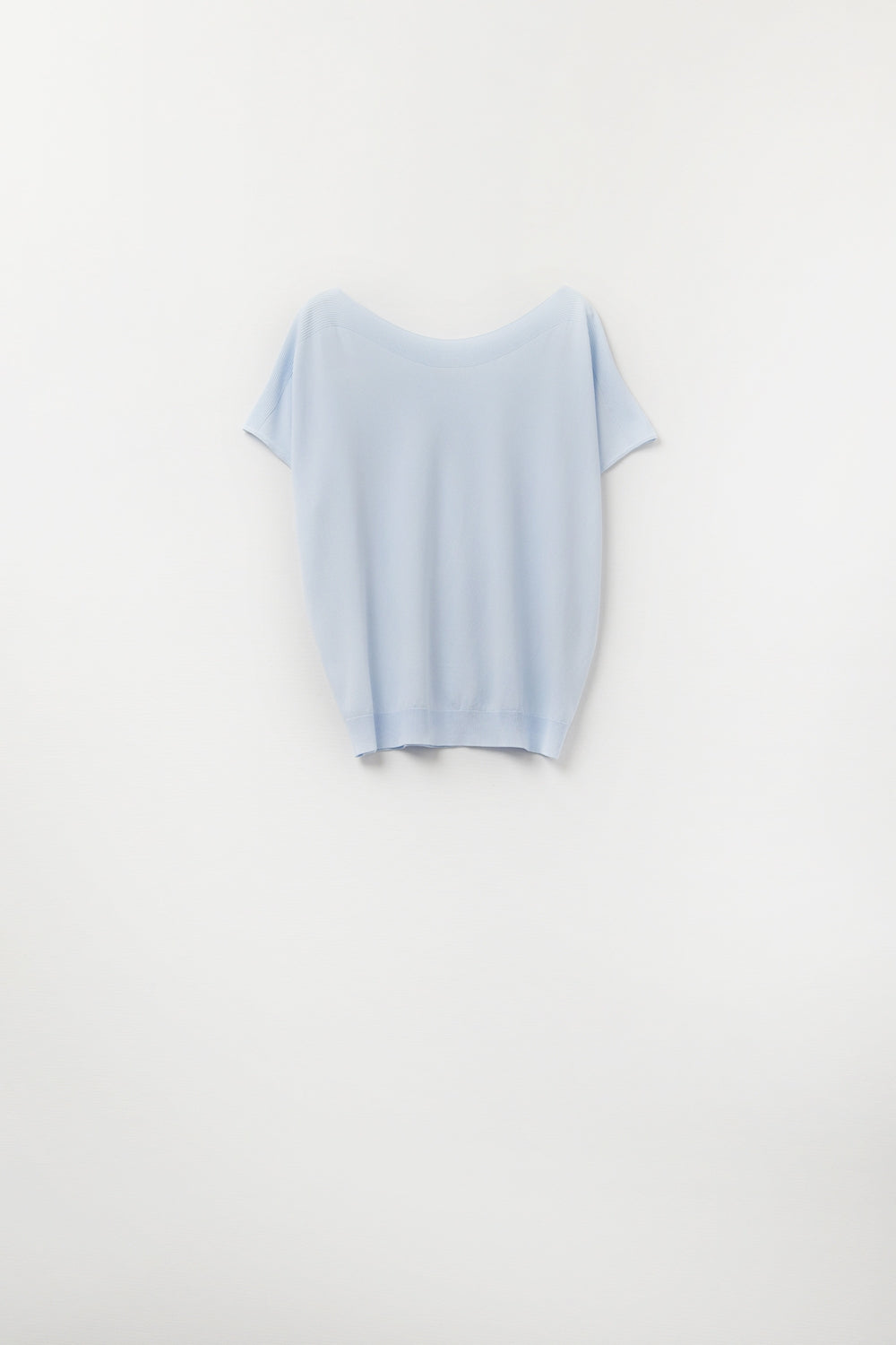 Relaxed baby blue boatneck sweater with dropped sleeves - Jumpers
