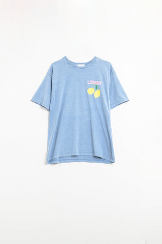 relaxed blue t-shirt with lemon print