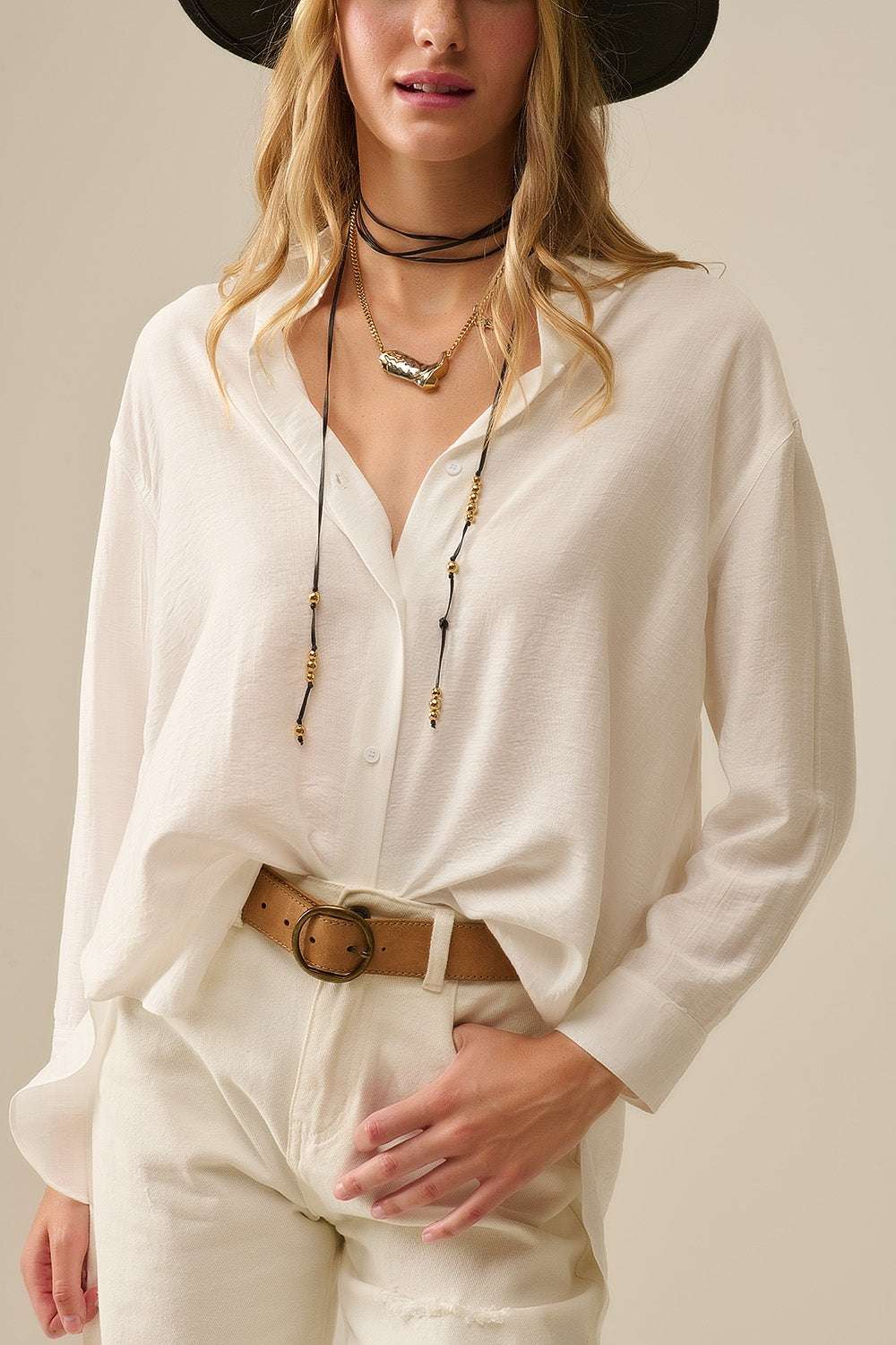 relaxed fit Shirt long Sleeves in white - Shirts