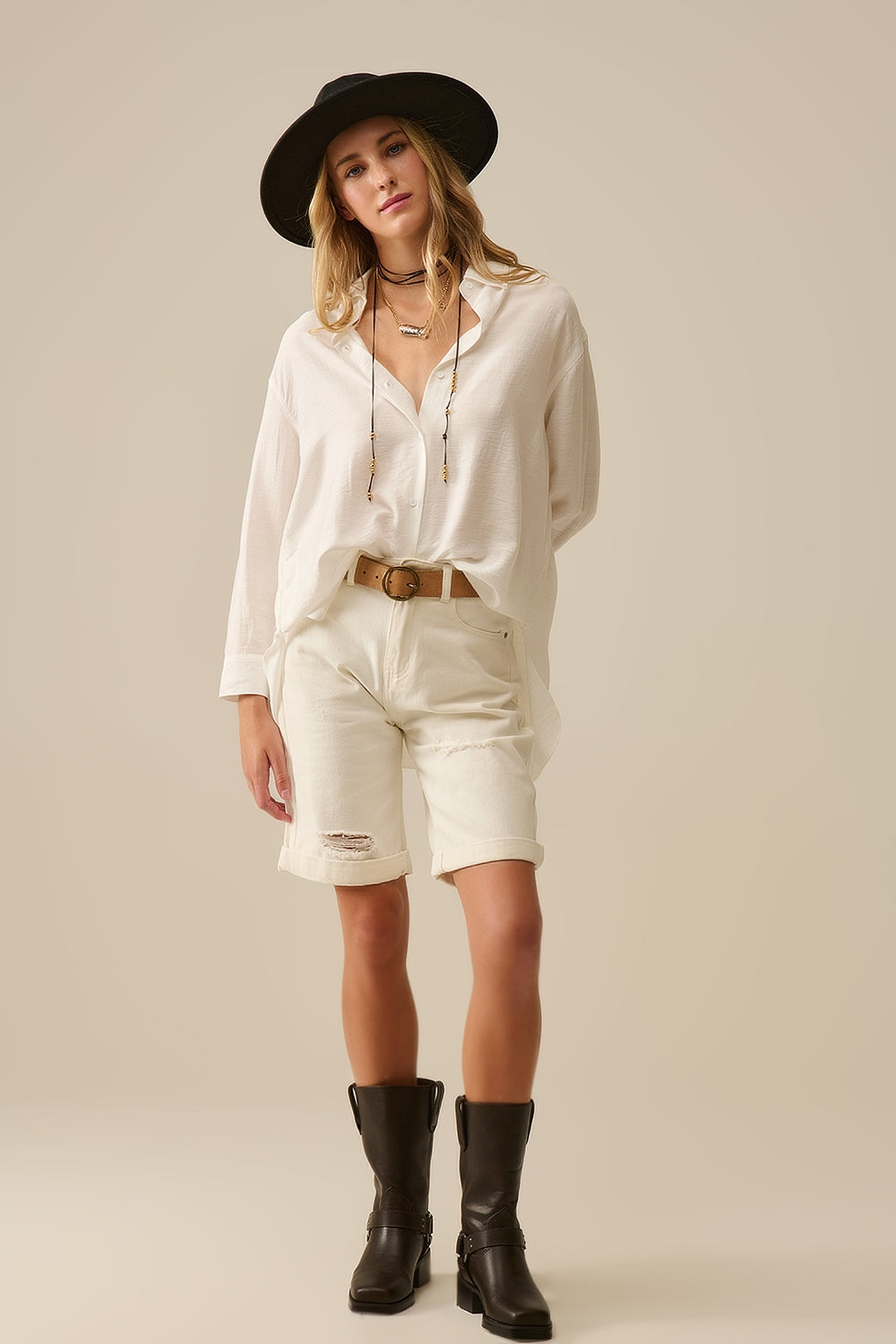 relaxed fit Shirt long Sleeves in white - Shirts