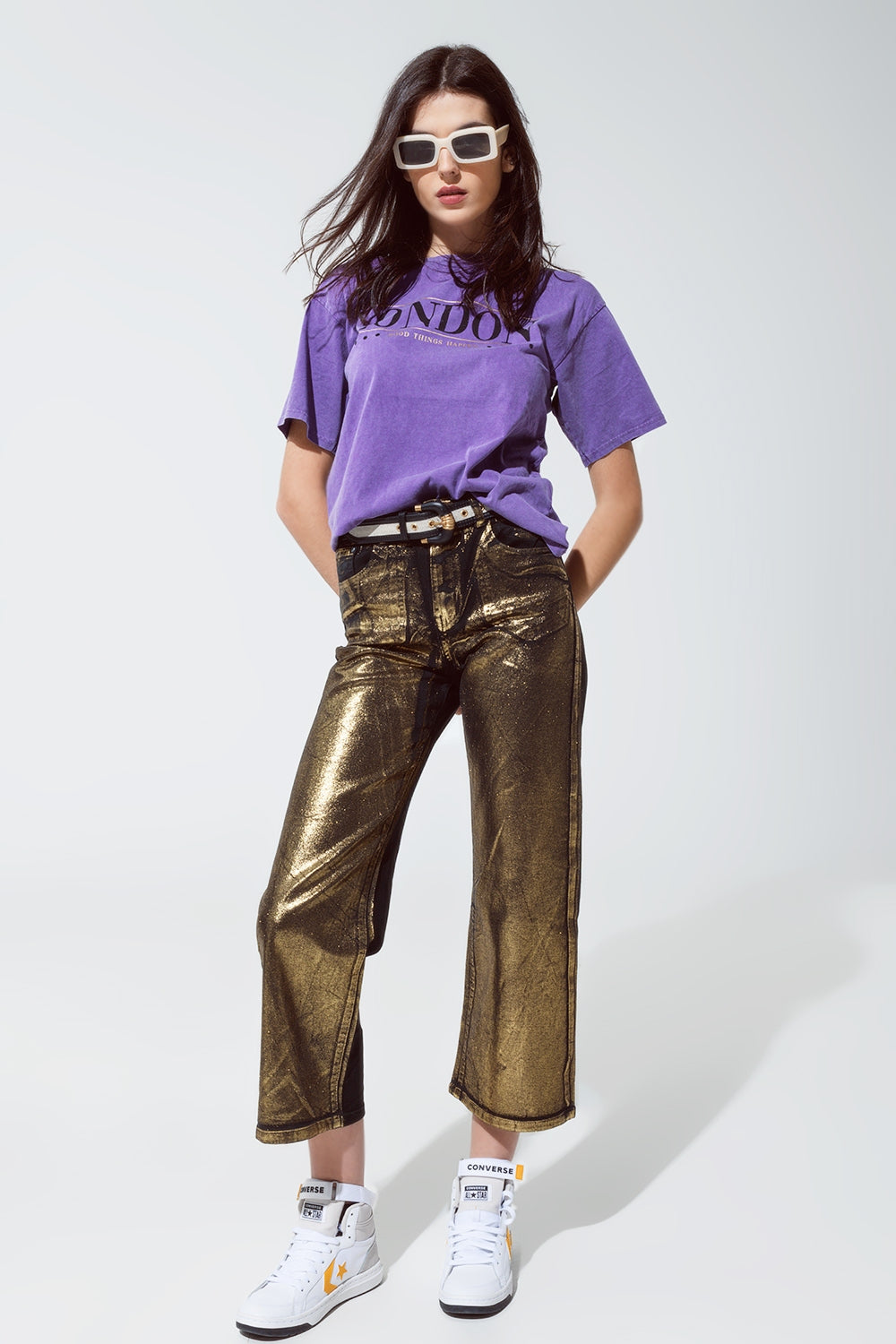 relaxed fit T-shirt in washed purple with london logo - T-Shirts