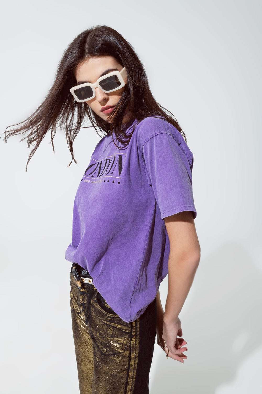 relaxed fit T-shirt in washed purple with london logo - T-Shirts