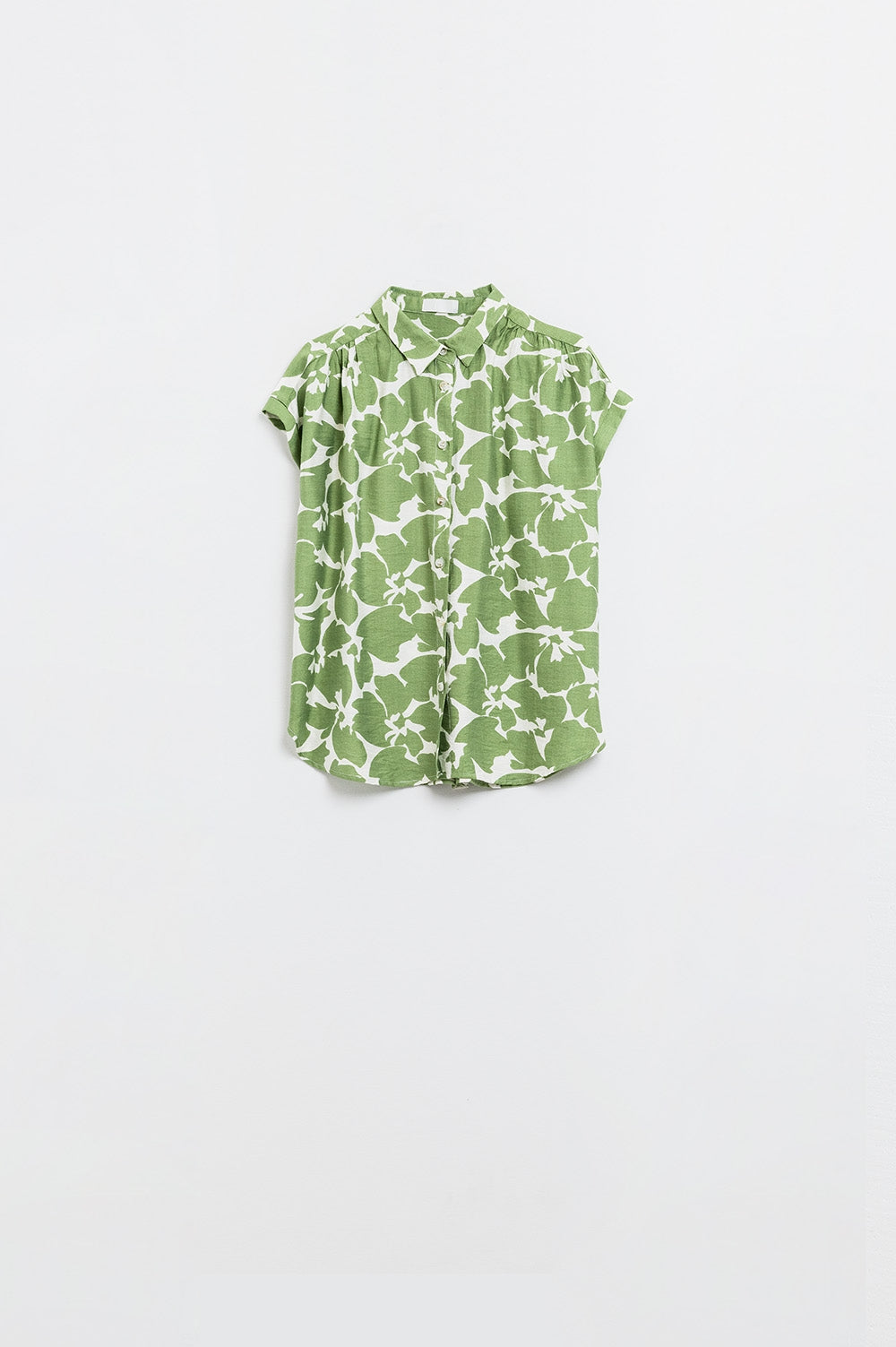 Relaxed Floral Print Shirt In Green - Shirts
