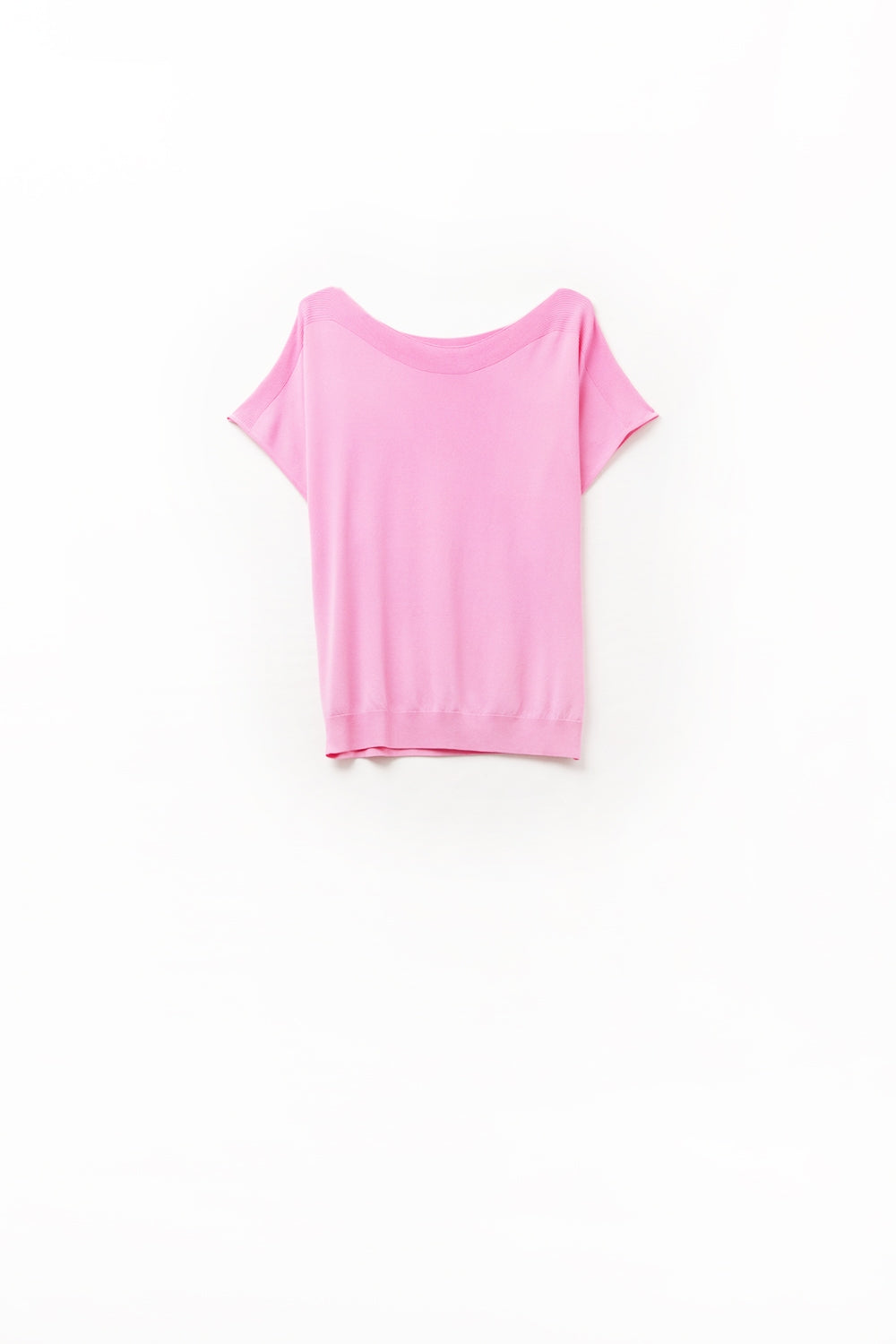 Relaxed fucsia boatneck sweater with dropped sleeves - Sweaters