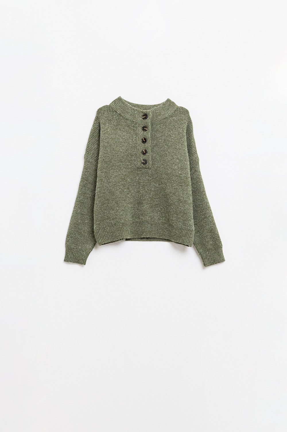 Pull décontracté à demi-boutons en vert