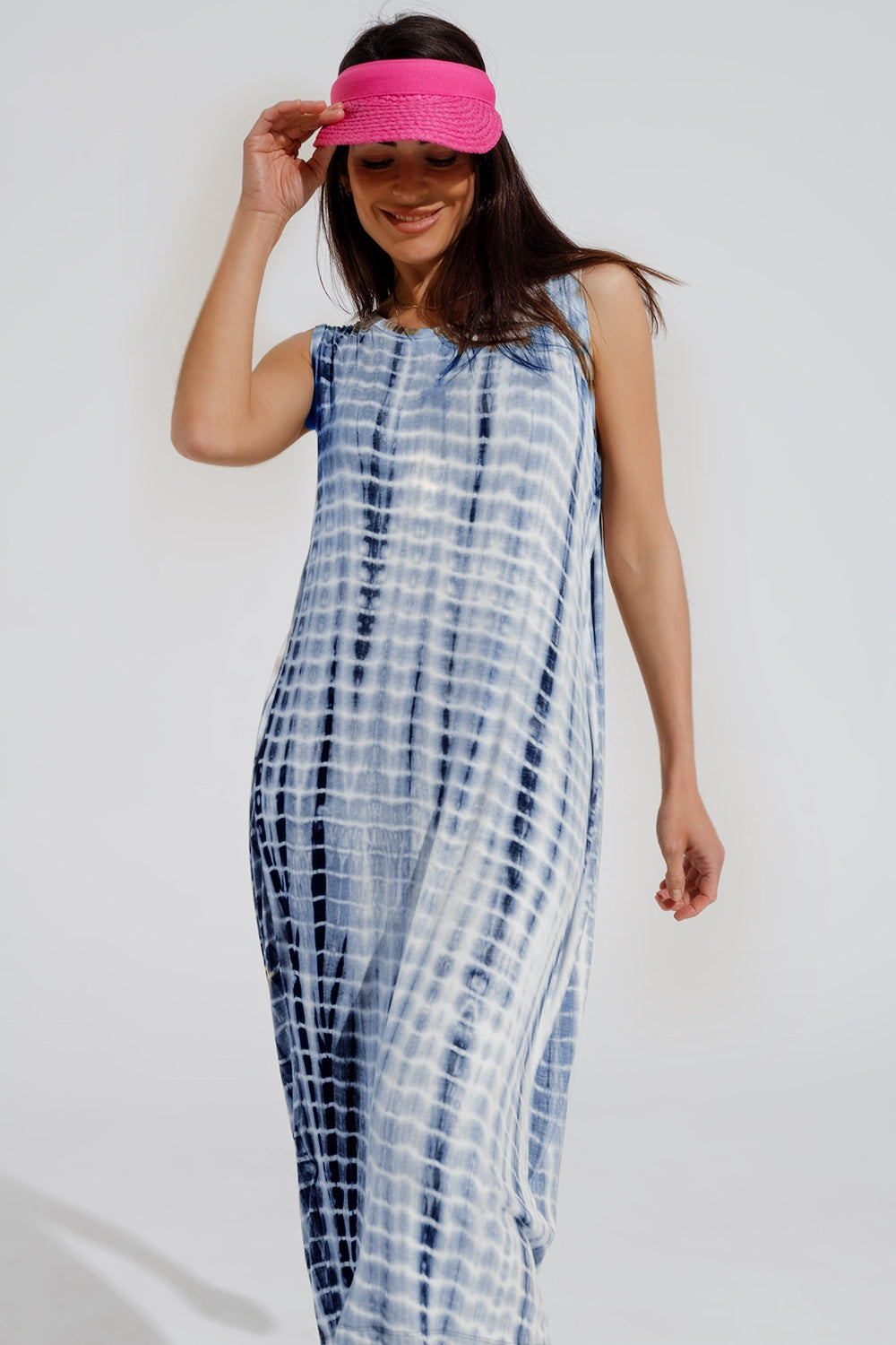 Relaxed maxi Tie dye Dress In Shades of Blue Q2 Dresses BoutiqueLua