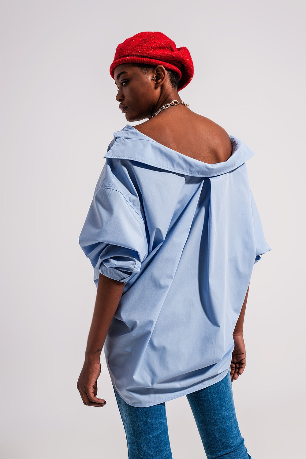 Relaxed poplin shirt in blue - Shirts