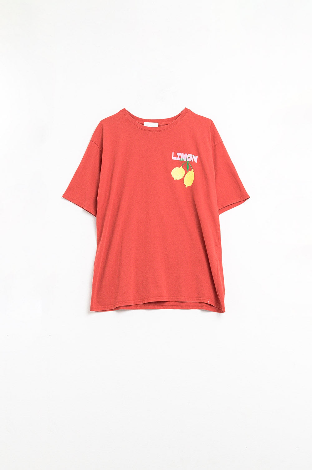 relaxed red t-shirt with lemon print made in Italy - T-Shirts