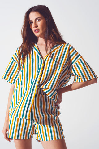 Chemise décontractée à rayures vertes
