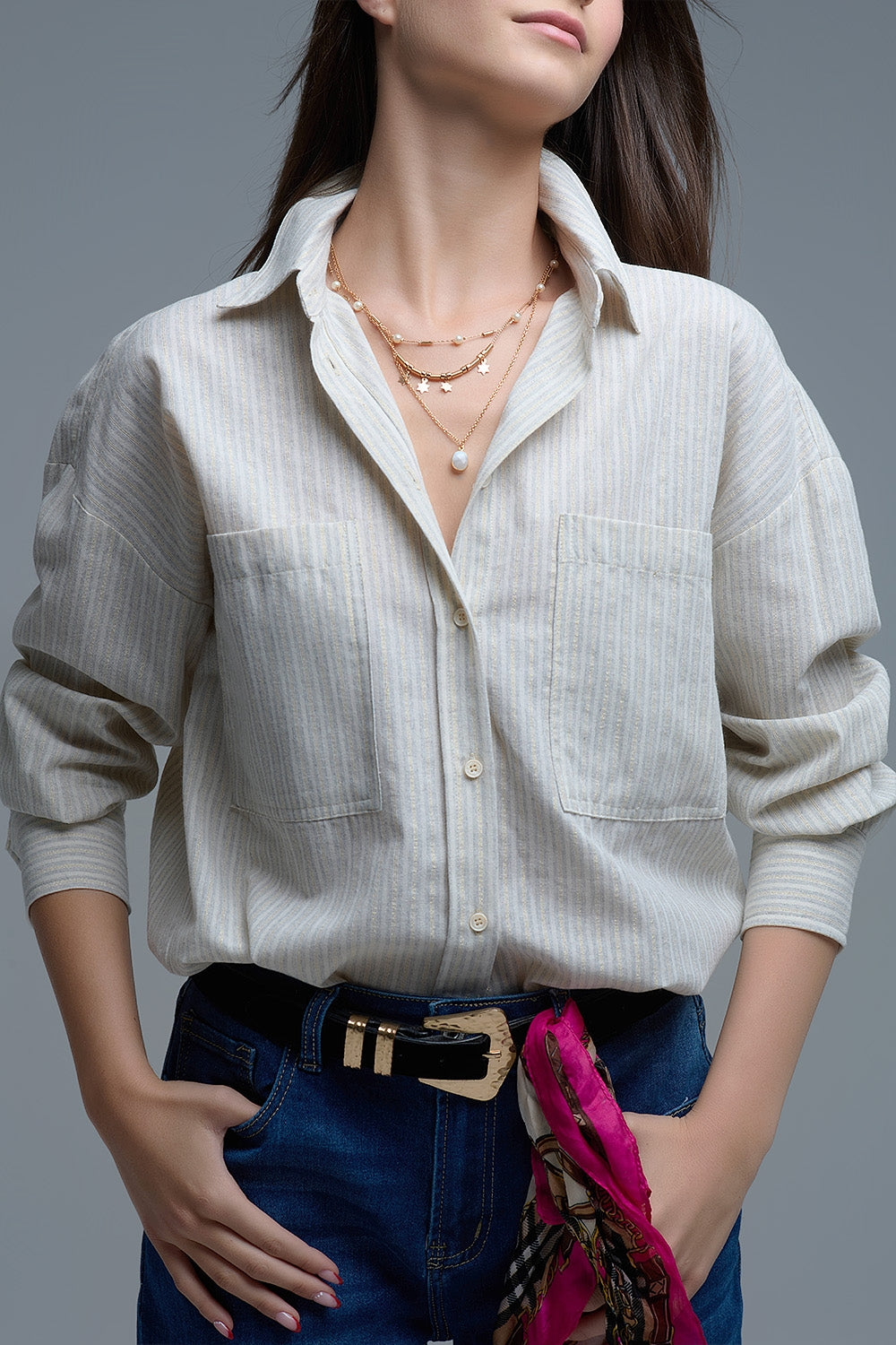 Relaxed Stripe Shirt With Oversized Chest Pockets - Shirts