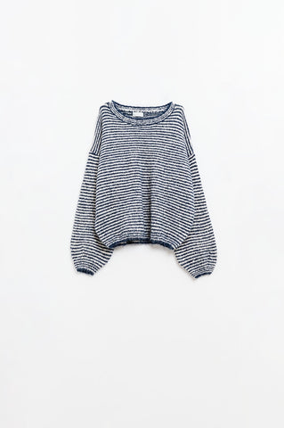 Relaxed stripped Sweater in navy and White