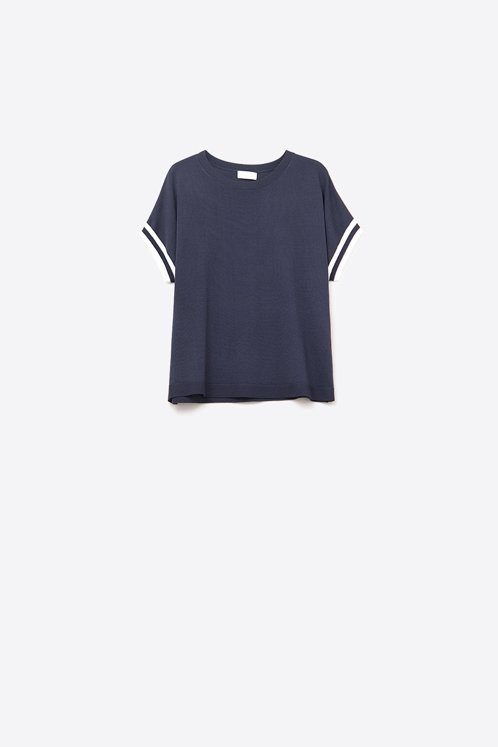 relaxed Sweater In navy with white contrast detail - T-shirts