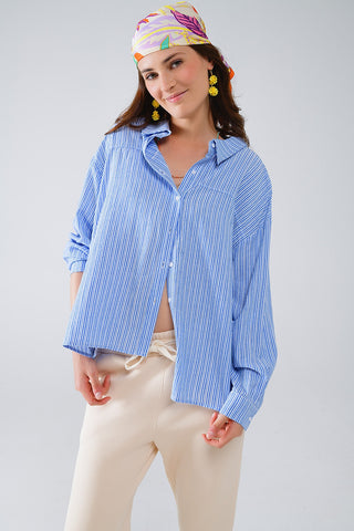 Chemise décontractée à fines rayures bleues