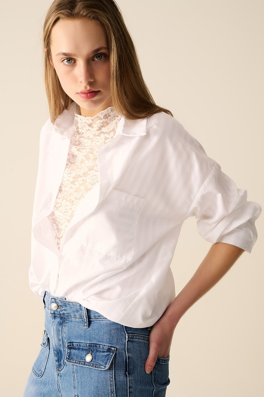 Relaxed White striped blouse - Blouses