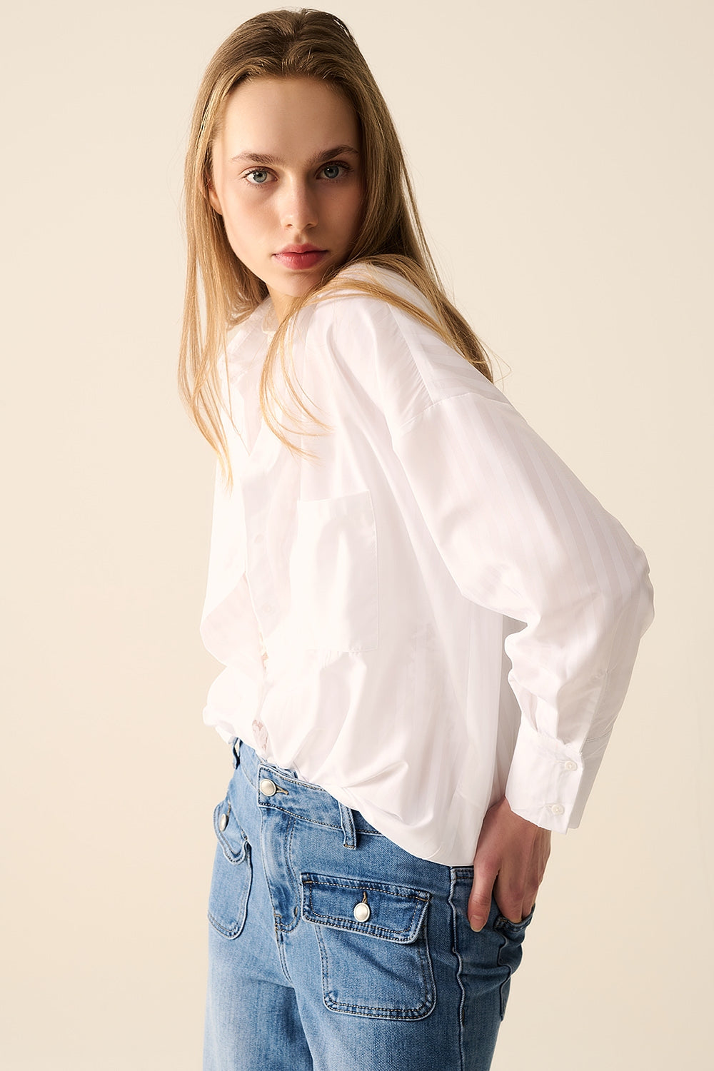 Relaxed White striped blouse - Blouses