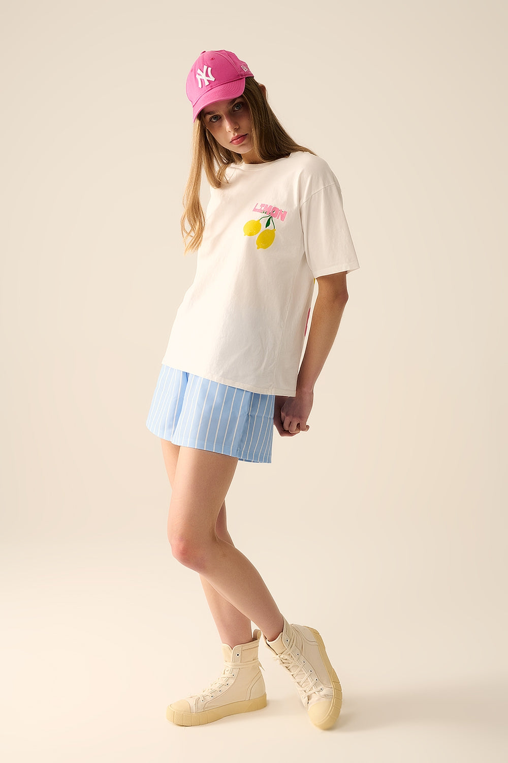 relaxed white t-shirt with lemon print - T-Shirts
