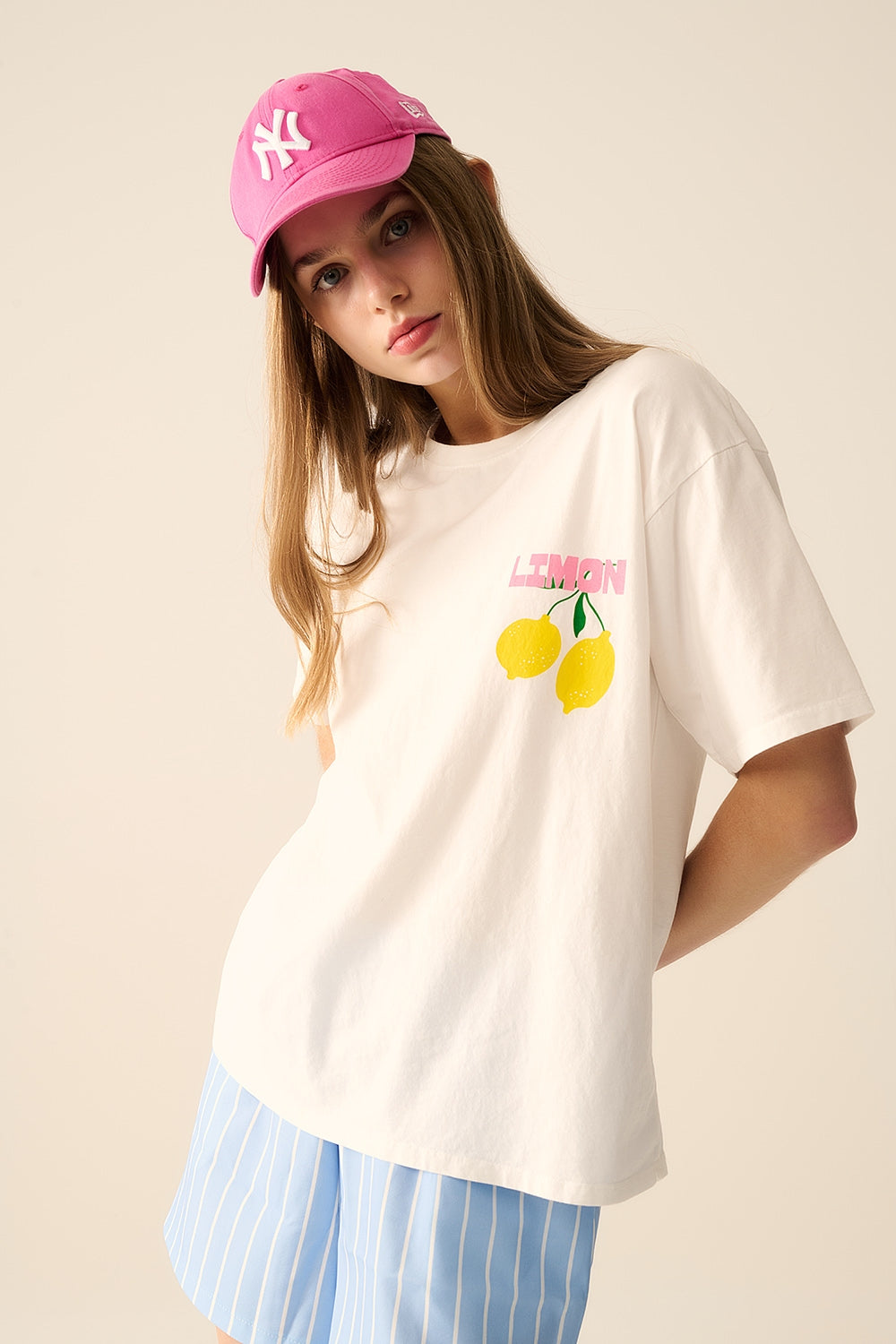 relaxed white t-shirt with lemon print - T-Shirts