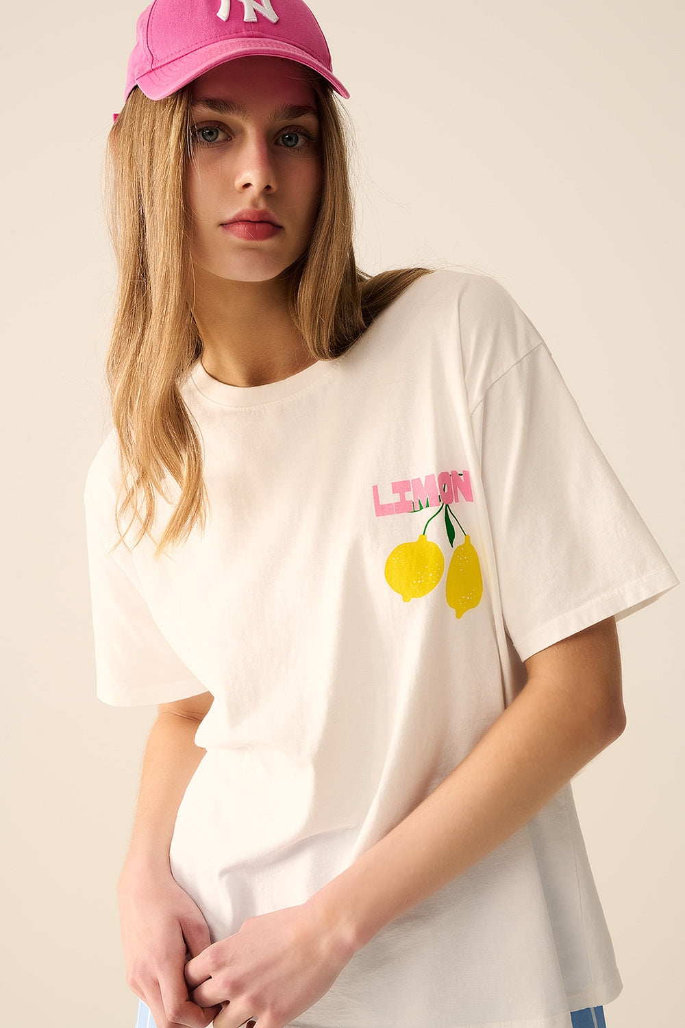 relaxed white t-shirt with lemon print - T-Shirts